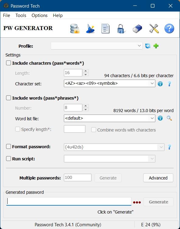 Programma generatore di password PW Generator