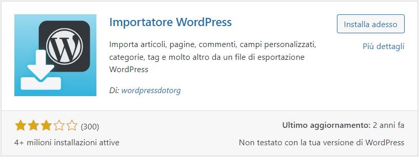 Plugin importa da WordPress